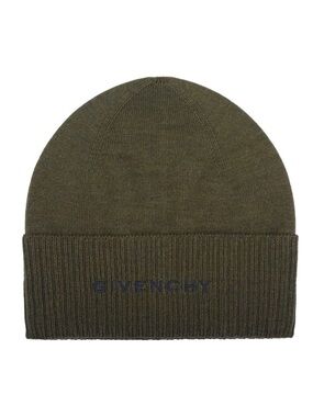 Givenchy  Olive Green Ribbed wool Beanie